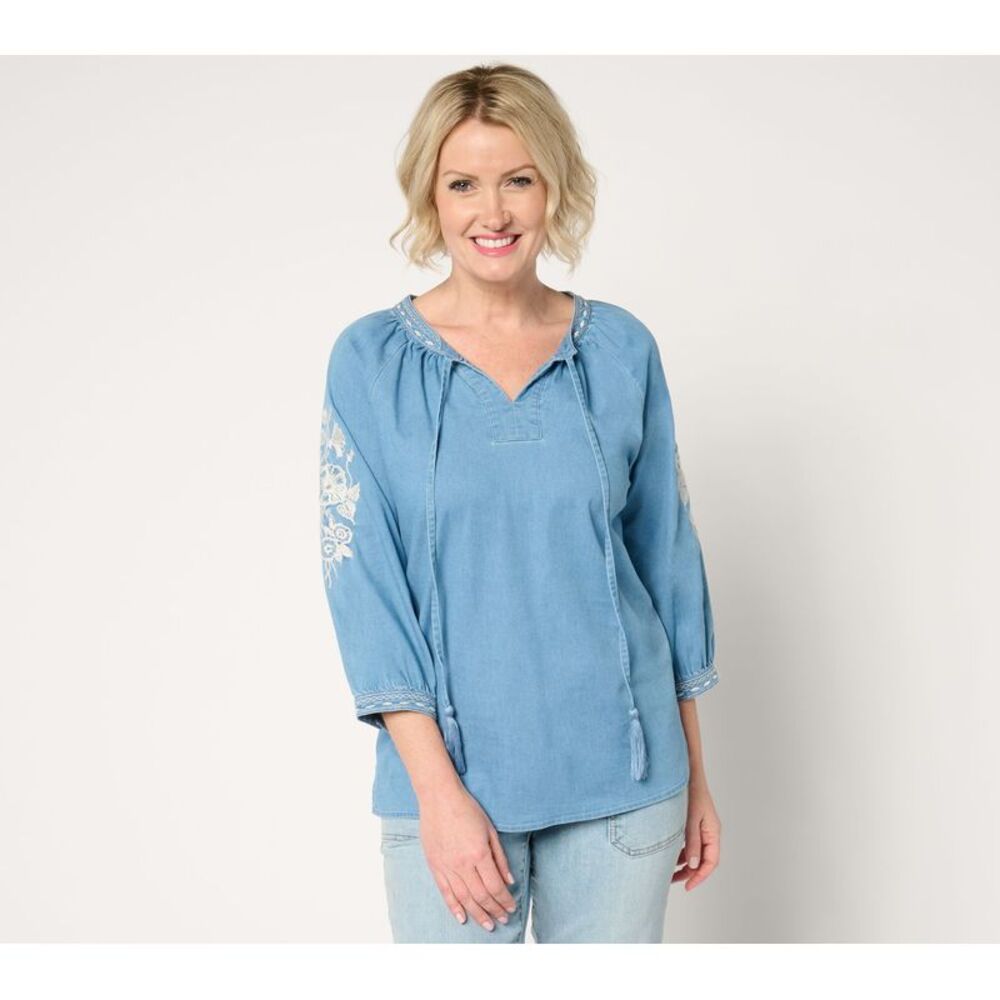 SUNNYLiFE Women's Top Sz S Fresh Picked Denim Shirt Blue A679770